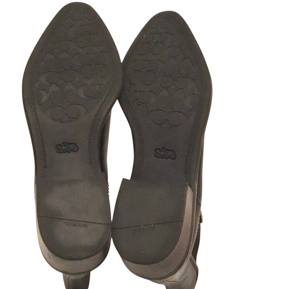 COACH Bowery Black Leather Chelsea Pull-on Boots with Beadchain Trim Size 8 - Picture 12 of 15